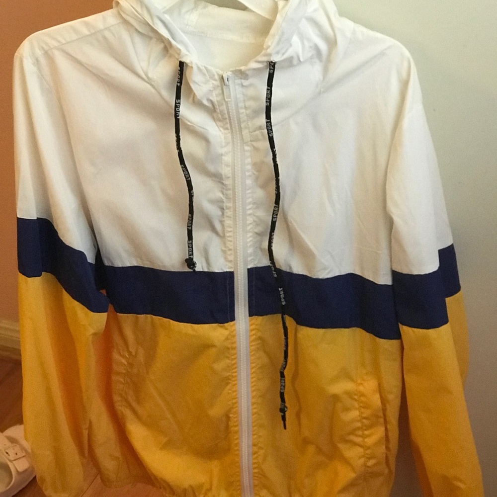 yellow/blue/white windbreaker